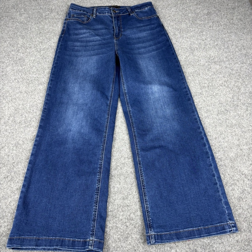 Flying Banana Jeans Women's 12s Wide Leg Baggy Y2K Style Dark Wash Blue‎ Denim
